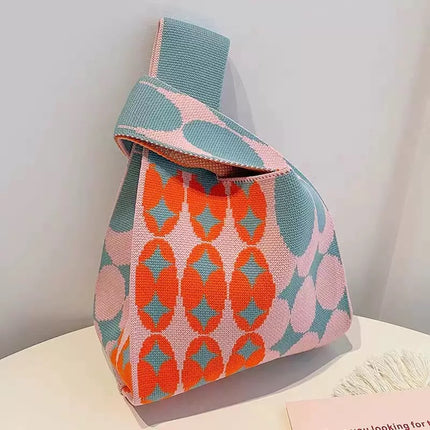 New Ins Bag Knitted Handbag Large Capacity Bucket Bag Versatile Daily Work Clothing Tote Bag Female Souvenir