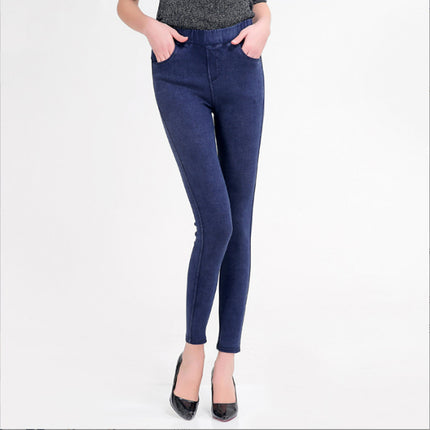 2025 spring new women's 300kg plus size Denim leggings women's spring and autumn free consignment of one-button shop
