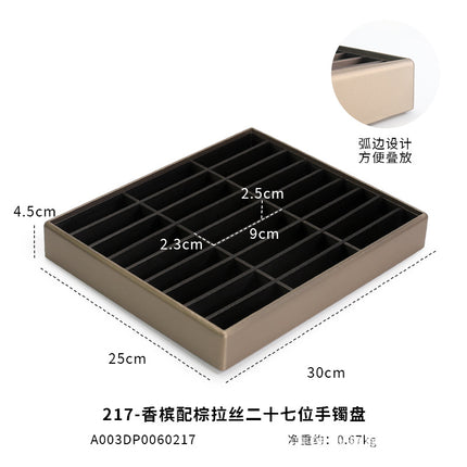 Jewelry Display Tray for Jade and Jewelry, Brown Stacking Tray for Bracelets and Rings