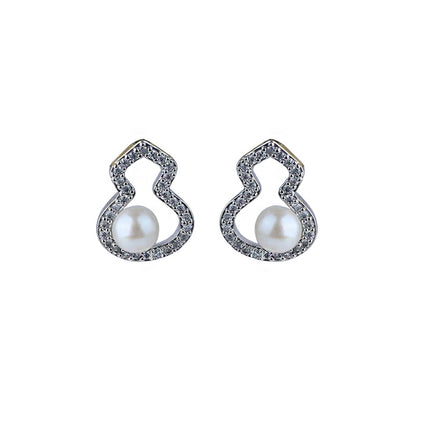 S925 Silver Fashion Accessible Luxury Simple Earrings Natural Freshwater Pearl Earrings Feminine Niche High-End Earrings