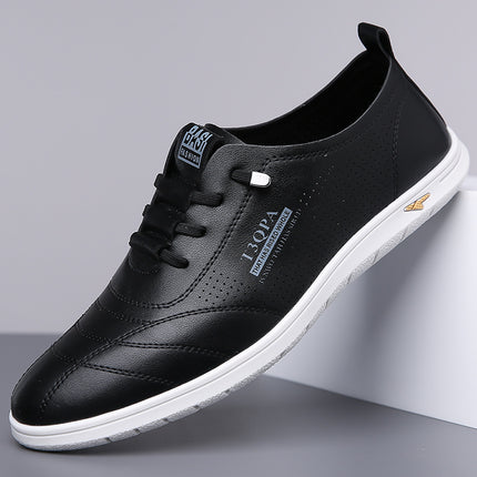 Men's Sandals Summer Breathable Men's Soft-Soled Casual Leather Shoes Men's Hollow Driving Dad's Clogs Small White Shoes