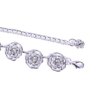 Summer waist chain ladies with dress decorative flower belt hollow rose chain waist decoration in stock wholesale