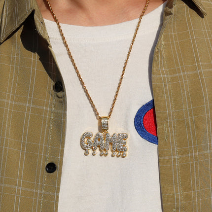 New Hip Hop Pendant Personality Full Diamond GAME Letter Creative Water Drop Hip Hop Jewelry Men Factory Direct Sale