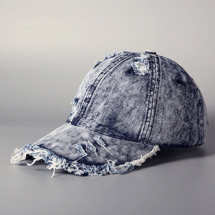 New Washed Denim Baseball Cap Distinctive Rouge Street Fashion Hat Men's and Women's Large Brim Face Showcase Cap