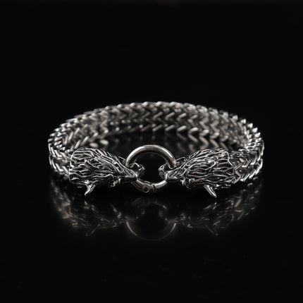 Foreign trade hot vintage Viking wolf head bracelet men's stainless steel chain European and American fashion Norwegian style bracelet wholesale