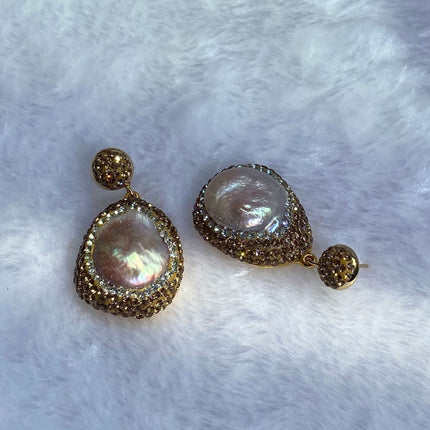 Natural Baroque natural shape pearl hand-set diamond earrings earrings earhooks Joker factory direct wholesale