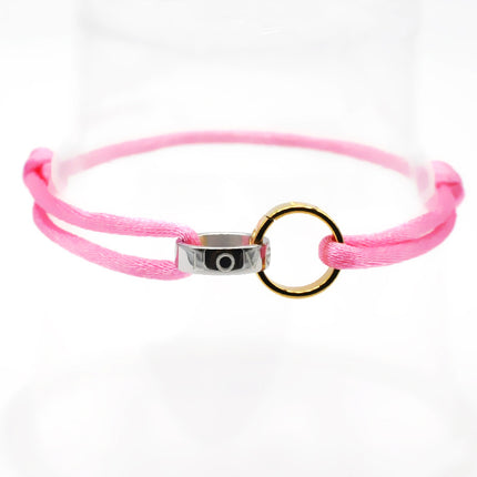 Cross-border supply Foreign Trade hand-woven couple stainless steel bracelet love double ring bracelet adjustable bracelet