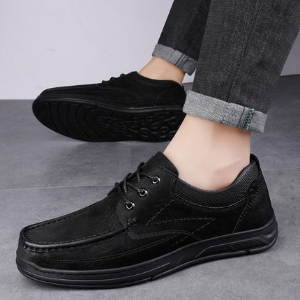 Men's Shoes Daily Outdoor Tooling Shoes Handmade Casual Shoes Spring and Autumn Low-top Genuine Leather Frosted Leather Shoes Lace-up Shoes