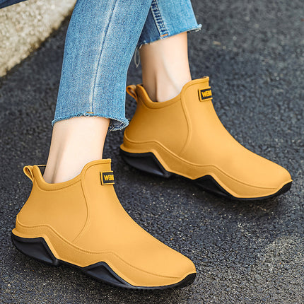 Cross-Border Couple Rain Boots Mid-Tube Non-Slip Waterproof Shoes Soft-Soled Water Boots for Women Thick-Soled Comfortable Wear-Resistant Lightweight Rain Boots for Men