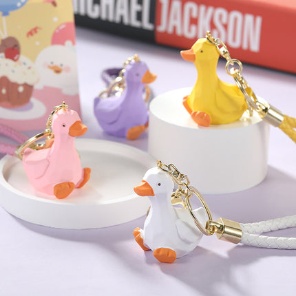 Cartoon resin New Cut duck key chain mobile phone bag pendant adorable cute car key chain