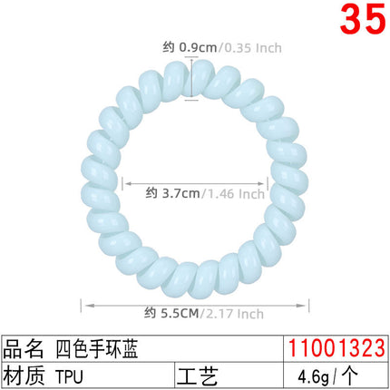 Outer Diameter 4cm Black Phone Cord Hair Tie Korean Hair Tie Hair Rope Transparent White Rubber Band Wire Coil Headwear