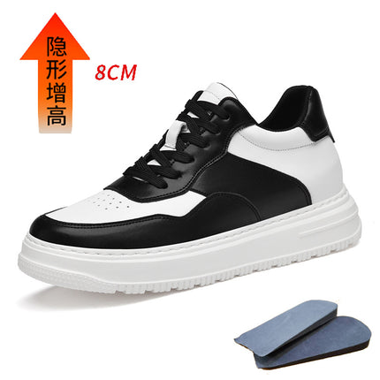 Spring Invisible Inner Height Increase 8cm Men's Shoes Breathable Sports Shoes Trendyy Height Increasing Shoes White Shoes Casual Versatile Sneakers