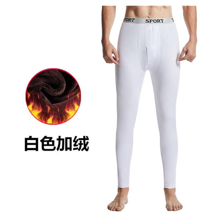 Men's Slim-Fit Winter Fleece Thermal Pants Thin Single Pants Men's Inner Wear Base Knit Pants Youth Sleep Pants