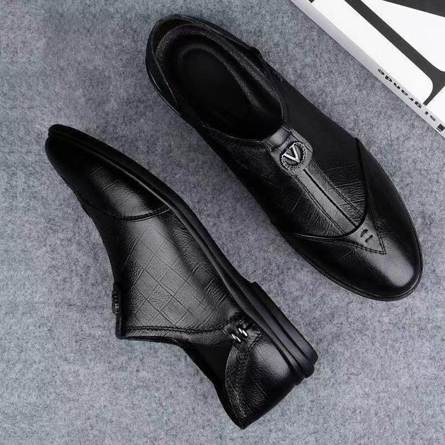 2024 new Joker men's leather shoes soft soft bottom business casual bean shoes work security dad shoes wholesale