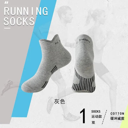 Men's and Women's Pure Cotton Mid-length Professional Sports Socks Mid-tube Deodorant Sweat-absorbent Breathable Thick Men's Sports Running Socks
