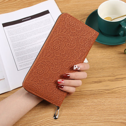 [Event Promotion] New Trendy Embossed Single Pull Women's Wallet Clutch Zipper Multi-Card Slot Women's Bag Ready in Stock