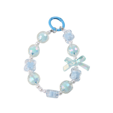 Japanese and Korean Ins Style Handmade Beaded Macaron Colorful Beads Mobile Phone Lanyard Flower Mobile Phone Chain Wrist Rope Wholesale