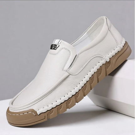 Doug Shoes Men's 2022 New Slip-on Lazy Loafers Men's Black Handmade Online Casual Leather Shoes