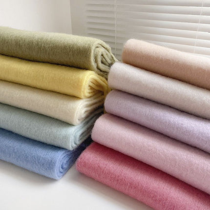 New Solid Color Mahair Scarf for Couple Winter Warm Thickened Korean-style All-match Student Long Girl Scarf