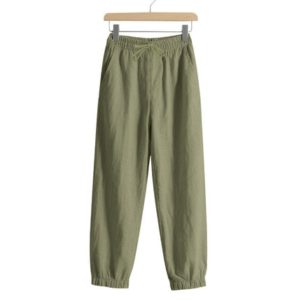 European and American Cross-Border Independent Station Four-Season Beach Trendy Men's Loose Linen Large Size Casual Sports Leggings Trousers for Men