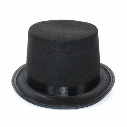 British Retro Gentleman Hat Black High Top Jazz Hat Stage Magic Hat Kidsren's Performance Hat Fashion High Top Hat
