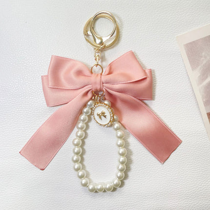 New Large Pearl Bow Keychain Colorfulful Webbing Cloth Knot Accessories Headphone Set Bag Accessories Bag Pendant