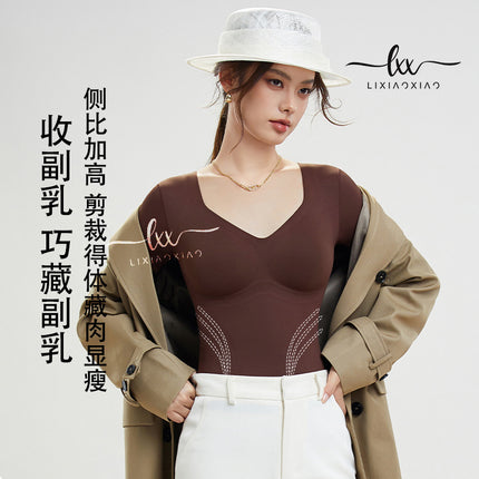 Mousse Velvet Jelly Strip Thermal Underwear for Women, Invisible Foundation, Skin-Warming, Brushed Thermal Long-Sleeve Base Layer