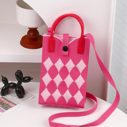 Knitted Bag New Casual Women's Fashionable Korean Style Fashionable Portable Niche Single Shoulder Crossbody Mobile Phone Bag Adjustable Shoulder Strap