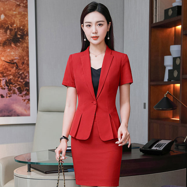 Small Suit Women's Jacket Korean Style Slim-fit Slimming Short-sleeved Suit Professional suit Women's Summer OL Sweat Steamed Foot Bath Work Clothes