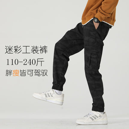 Spring and Summer Thin Multi-pocket Pants Men's Loose plus size Stretch Straight Casual Pants Men's Fashionable Breathable Work Pants