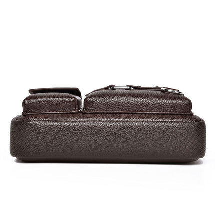 New Small Square Bag Men's Mobile Phone Storage Shoulder Bag Multi-functional Casual Crossbody Bag High-end Litchi Men's Bag