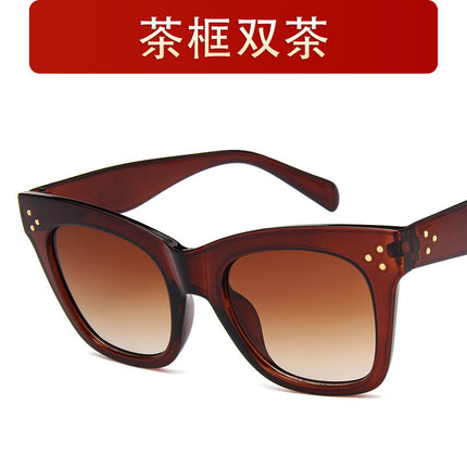Rain European and American Fashion Large-Frame Sunglasses for Men and Women, Personalized Trendy Sunglasses, Studded Sunglasses 9768