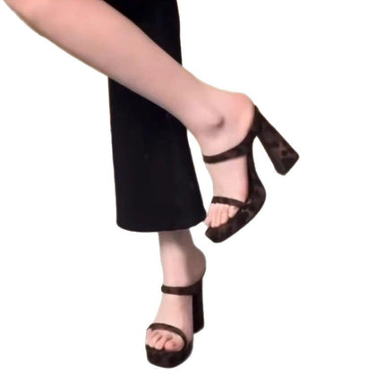 Ting leg fine day dish! Elegant square head with waterproof platform thick heel sandals women's summer Korean style high heel sandals