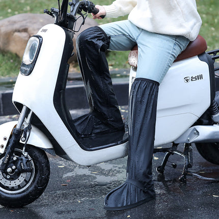 Heel-added waterproof and rainproof shoe cover for riding outer wear shoe cover thickened wear-resistant knee-high rain shoes rainstorm-proof boot cover