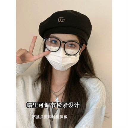 Spring and Autumn New Starry Sky online celebrity beret women's fashion all-match black painter hat Net red face small beret hat