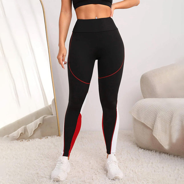 Cross-border Yoga Pants European and American Stitching High Waist Sexy Running Pants Women's Hip Sweat-lifting Leggings