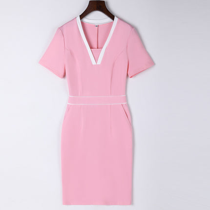 2023 Summer short sleeve professional women's clothing dress fashion temperament beauty salon jewelry shop front desk work clothes wholesale
