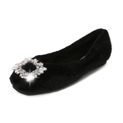 2025 New Warm Mom Shoes, Furry Shoes for Women, Winter Outer Wear, Velvet Bean Shoes, Slip-On Lazy Shoes for Women