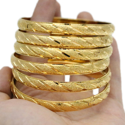 Wholesale cross-border Xiyin TEMU men's and women's 8mm Vietnam sand gold buckle open car flower bracelet vacuum plating color retention