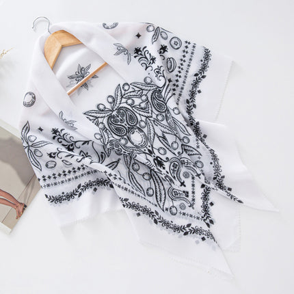 Cross-Border New Product Voile Print 110 Square Scarf Classic Lace Scarf Turban Malaysian Shawl