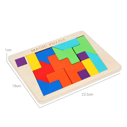 Wooden hexagon intelligence geometric puzzle cellular jigsaw puzzle honeycomb puzzle kindergarten baby toy