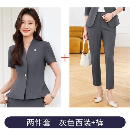 High-end Suit suit Women's Summer Thin Temperament Beauty Salon Front Desk Tooling Jacket Light Medical Beauty Jewelry Store Work Clothes
