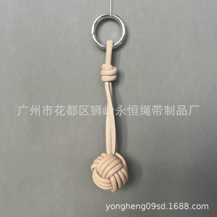 Car Keychain Bag Couple Exquisite Gift Soft Sheepskin Handmade Woven Tennis Ball Monkey Fist Hanging Bag