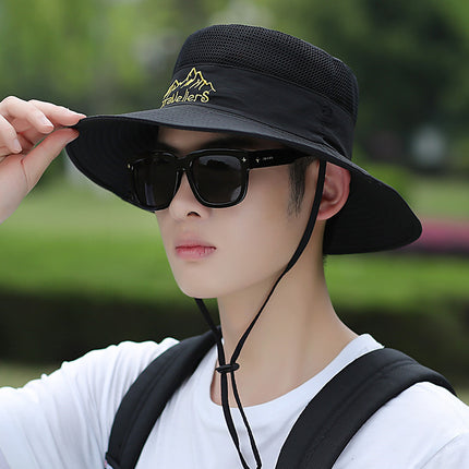 Summer New Style Large Brim Sun Hat for Men, Anti-Uv Outdoor Foldable Face-Covering Sun Protection Breathable Fisherman Hat
