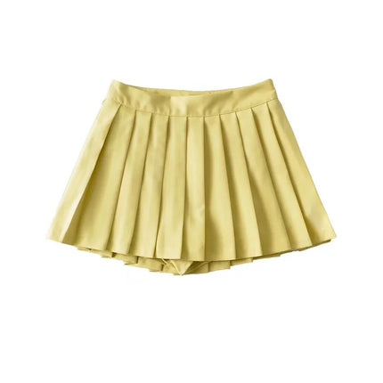 2024 Summer College Style Age-Reducing Anti-Exposure A-Line Short Skirt for Women, Mid-Waist Pleated Skirt with Short Front and Long Back