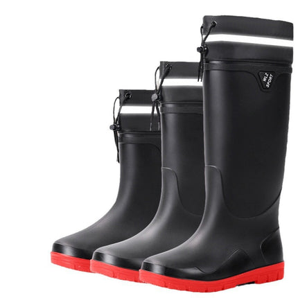 Night reflective Senior high school low men's rain boots safe travel fishing security site mountain-seeking non-slip rain boots water shoes rubber shoes
