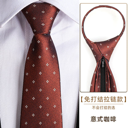 Dress Business Tie Men's and Women's Groom Wedding Black Zipper Korean Narrow No Lazy Striped Bow Tie Plaid
