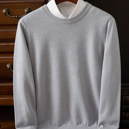 23 Autumn/Winter Wool Sweater Men's Round Neck Sweater Warm Casual Knitted Base Shirt Plus Size Business Gentleman Casual Versatile