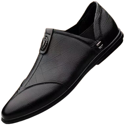 2024 new Joker men's leather shoes soft soft bottom business casual bean shoes work security dad shoes wholesale