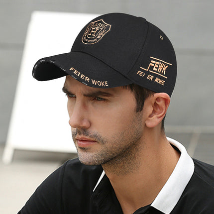 Spring and Autumn Fashion Metal Label Letter Wheat Ear Embroidered Hard Top Baseball Cap for Men and Women Street Sunshade Breathable Cap
